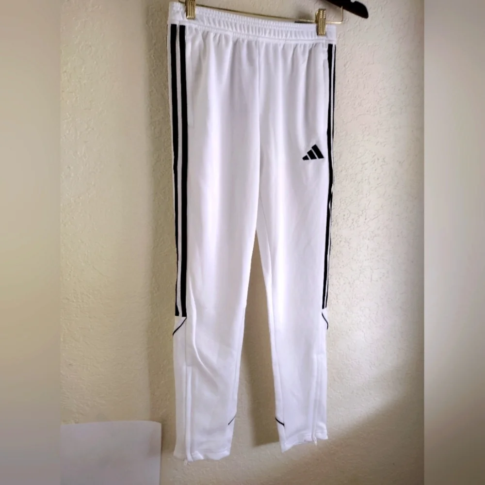 Adidas Boys White Slim Fit Tapered Pants Football - Picture 3 of 8